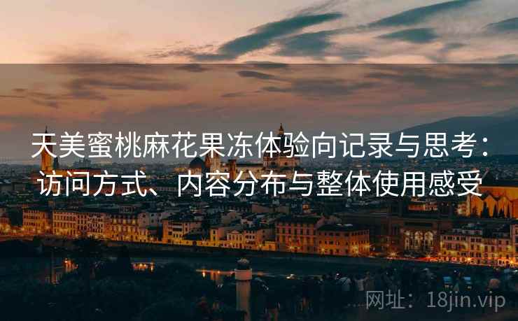 天美蜜桃麻花果冻体验向记录与思考：访问方式、内容分布与整体使用感受